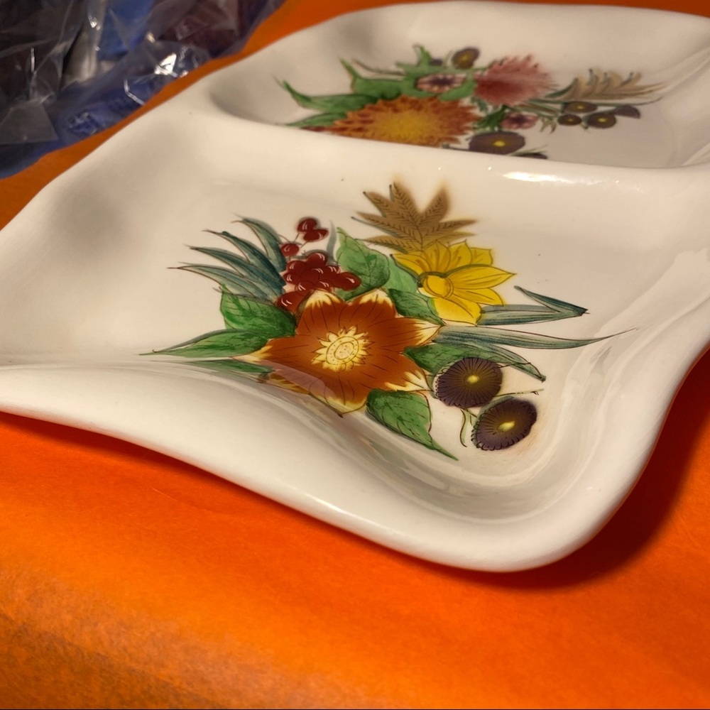 AUTUMN ~COLORED Porcelain Ceramic 2-sided DISH - Picture 7 of 14